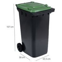 Conteneur mobile tri des déchets - 240 L - Vert - Manutan - Image 6