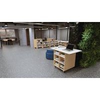 Ilot Wallis ONE 120x80x75 cm plateau magnétique bouleau-blanc sur roulettes - Image 2