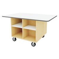 Ilot Wallis ONE 120x80x65 cm plateau  magnétique bouleau-blanc sur roulettes - Image principale