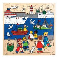 Puzzle bois 37 x 37 cm - thème le transport : port - Image principale