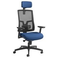 Fauteuil de bureau Oria pied noir dossier résille avec accoudoirs et têtière GGI - Image 2
