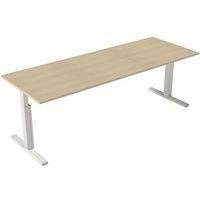 Bureau droit Inesa avec pied réglable en T Chêne 220 cm - Image principale