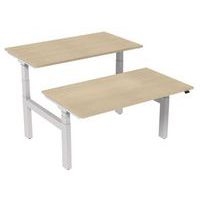 Bureau droit ergo Bench électrique 2 places Kelli Chêne 140 cm - Image principale