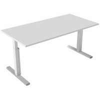 Bureau droit Kelli avec pied en T Blanc 160 cm Manivelle droite - Image principale