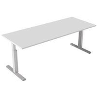 Bureau droit Kelli avec pied en T Blanc 200 cm Manivelle droite - Image principale