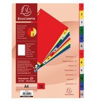 Lot de 20 Intercalaires numériques PP 12/100e 12 positions A4 - Image principale