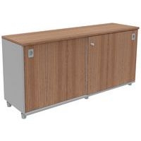 Rangement bas portes coulissantes Dalia noyer/gris - Image principale