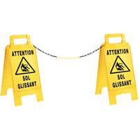 Kit 2 chevalet de signal. de danger jaune- Attention sol glissant + 5m de chaine - Image principale