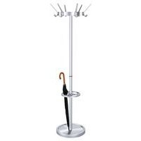 Portemanteau 6 patères et porte-parapluies en aluminium argent - Image principale