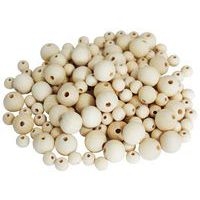 Seau de 600 perles rondes bois naturel, tailles assorties - Image 2