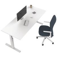 Bureau droit Kelli avec pied en T Blanc 180 cm Manivelle droite - Image 3