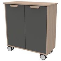 Meuble étagères Filou  avec portes à roulettes gris onyx - Image principale