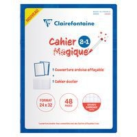 Cahier Magique  couverture ardoise double face effaçable piqué blanc 24x32cm 48p séyès - Image principale