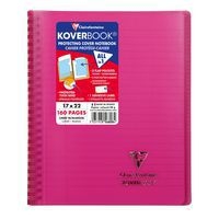 Koverbook reliure intégrale enveloppante PP transparent Rose 17x22cm 160p ligné + marge - Image principale