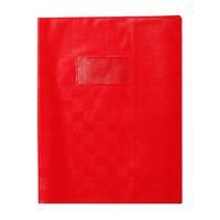 Protège-cahier+Marque-page grain madras 22/100ème 17x22 rouge + porte étiquette - Image principale
