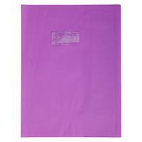 Protège-cahier grain cuir 20/100ème 24x32 violet + porte étiquette - Image principale