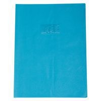 Protège-cahier grain cuir 20/100ème 24x32 bleu clair + porte étiquette - Image principale