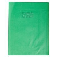 Protège-cahier grain cuir 20/100ème 24x32 vert clair + porte étiquette - Image principale