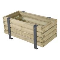 Jardinière Lycos 100x51x48cm pin piètement acier galva laqué gris 7016 - Image principale