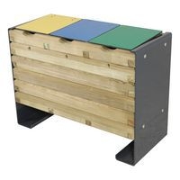 Poubelle Acmon tri sélectif 3x50L pin piètement acier galvanisé laqué gris-bacs - Image principale