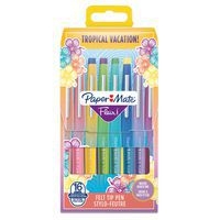 Pochette de 16 Paper Mate Flair Feutres de Coloriage, pointe moyenne 0,7 mm Couleurs tropicales et assorties - Image principale