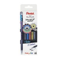 Pochette 6 stylos roller gel encre métallisé - Image principale