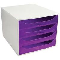 Caisson 4 tiroirs gris/violet transparent - Image principale