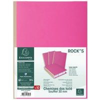 Lot de 10 paq. 10 chem. à soufflet dos toilé ROCK''S 24x32cm rose - Image 3