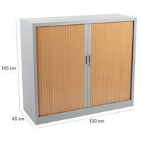 Armoire à rideaux Manutan 105X120X45 cm Alu/Hêtre - Image 6