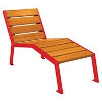 Chaise longue Silaos 1 place acier et bois - rouge 3020/chêne clair - Image principale