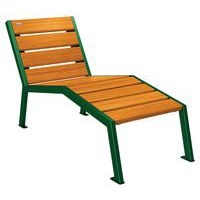 Chaise longue Silaos 1 place acier et bois - vert 6005/chêne clair - Image principale