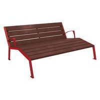 Chaise longue Silaos 3 places accoud. acier/plastique recyclé rouge 3004/marron - Image principale