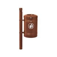 Poubelle Guyenne sur poteau pommeau City 40 L avec seau aspect corten - Image principale