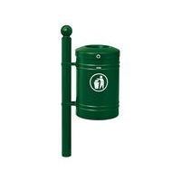 Poubelle Guyenne sur poteau pommeau Boule 40 L avec seau - vert 6005 - Image principale