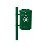 Poubelle Guyenne sur poteau pommeau inox brossé 40 L avec seau Procity - Image 2