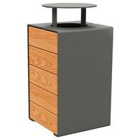 Poubelle Kub 120 L acier/bois avec couvercle gris Procity/chêne clair - Image principale