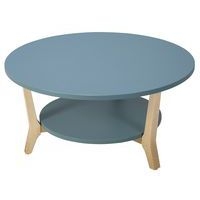Table basse Zélos Ø 80 cm 2 plateaux hêtre/bleu - Image 5