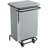 Conteneur mobile à pédale front. Amovible Inox brossé 70L - Image principale