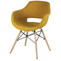 Lot de 4 fauteuils Nadine pieds bois naturel tissu moutarde - Image principale