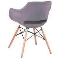 Lot de 4 fauteuils Nadine pieds bois naturel tissu gris clair - Image 3