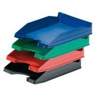 Corbeille à courrier pleine superposable, dim. 35x25x6,5 cm (Ensemble de 10) - Rouge - Image principale