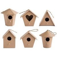 Lot 6 nichoirs en carton à décorer formes assorties 100x85 mm - Image principale