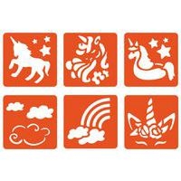 Pochoir plastique lavable 14,5 x 14,5 cm (Pochette de 6) - Licornes - Image principale