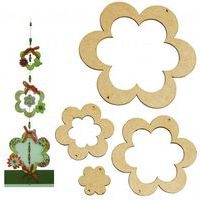 Mobile fleur bois à décorer (Lot de 6) - Image principale