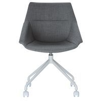 Lot de  2 Chaises Luigi pied Blanc assise tissu polyester Anthracite - Image principale