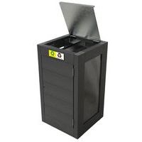Poubelle Canopée vigipirate tri 2x60 L trappe - plein et plexi - gris - Image principale