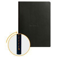 Cahier rhodiarama piqûre textile noir A5 64 pages ligné 90g - Image principale