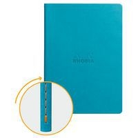 Cahier rhodiarama piqûre textile turquoise A5 64 pages ligné - Image principale