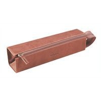 Trousse plumier bois de rose simili cuir italien 23x5x5 cm - Image principale