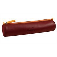 Trousse ronde lie de vin simili cuir italien 5x21,5 cm - Image principale